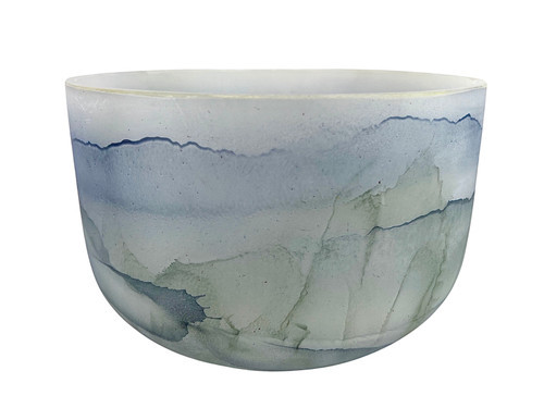 9" A Note 440Hz Lapis/Moss Agate Empyrean Fusion Crystal Singing Bowl Crystal Vibes +5 cents  11003290