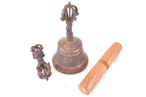 Large Buddhist Etched Spiritual Tibetan Bell And Dorje #Bl15A