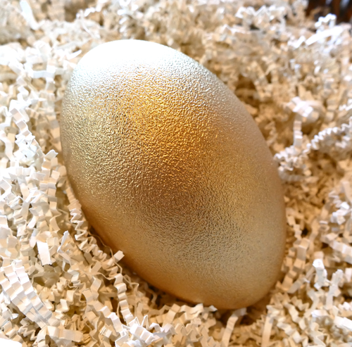 Egg of Creation - Women's Mysteries Rattle - Emu Egg - Gold